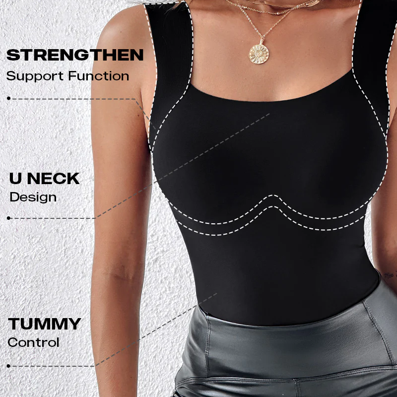 U-Neck Shaping Tank with Built-In Bra
